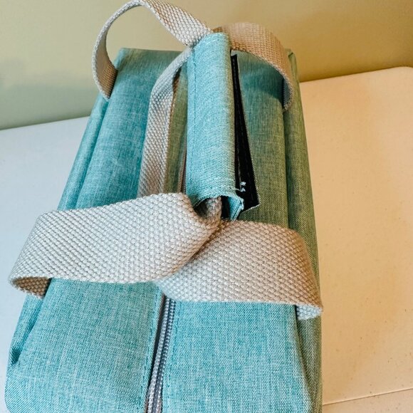 Insulated Lunch Bag with detachable shoulder strap Aqua Green front pocket - Picture 6 of 10